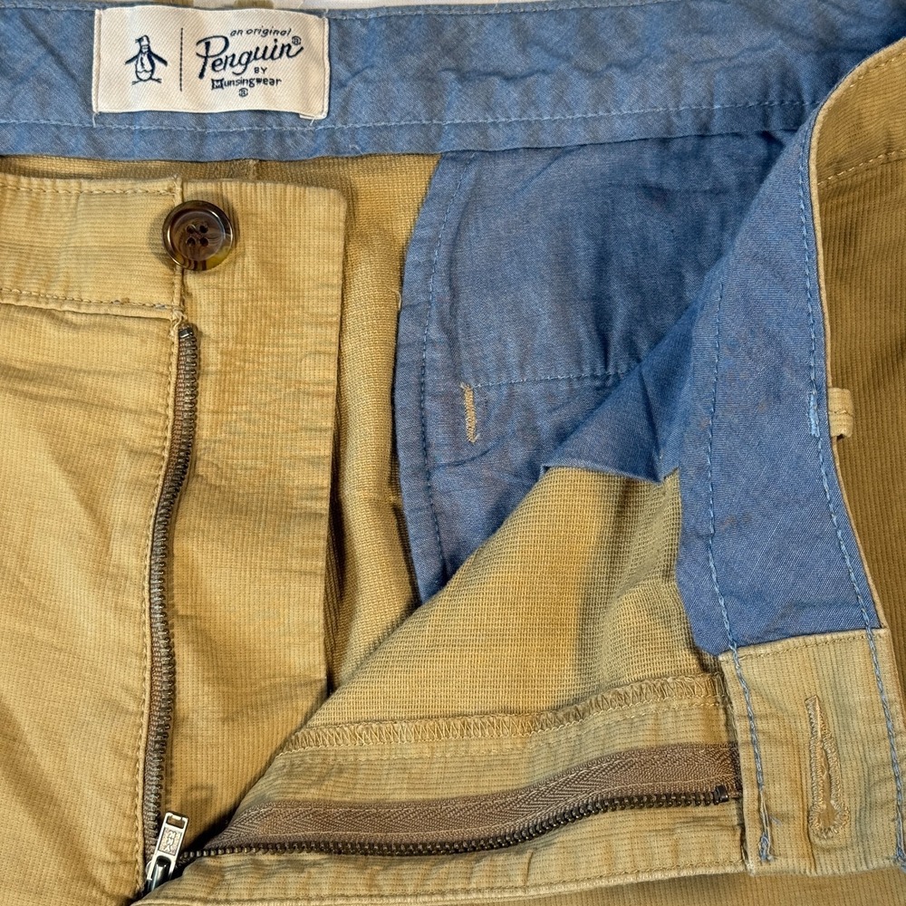Original Penguin Men's 38 Slim Fit Stretch Shorts Khaki Kelp 8" Inseam NWT - Picture 4 of 10